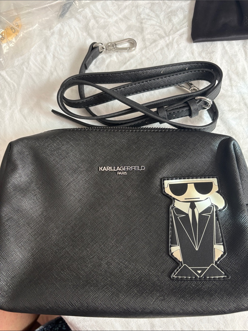 Karl Lagerfeld Black Crossbody with Karl Character Patch